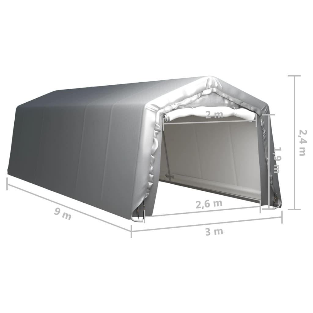 vidaXL Τέντα Αποθήκευσης Γκρι 300 x 900 εκ. Ατσάλινη