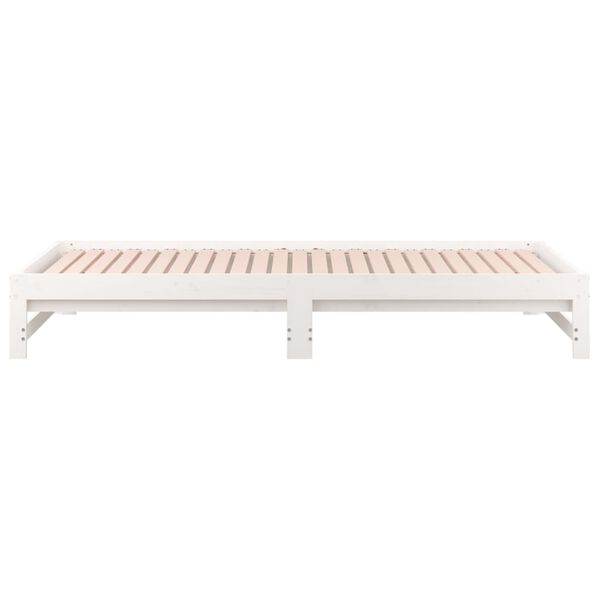 vidaXL Καναπές Κρεβάτι Συρόμενος Λευκός 2x(80x200) εκ. από Μασίφ Πεύκο