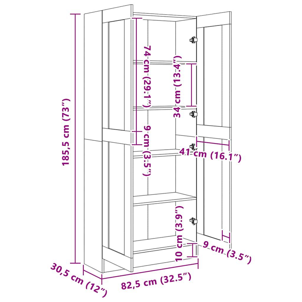 vidaXL Βιβλιοθήκη Λευκή 82,5 x 30,5 x 185,5 εκ. Επεξ. Ξύλο