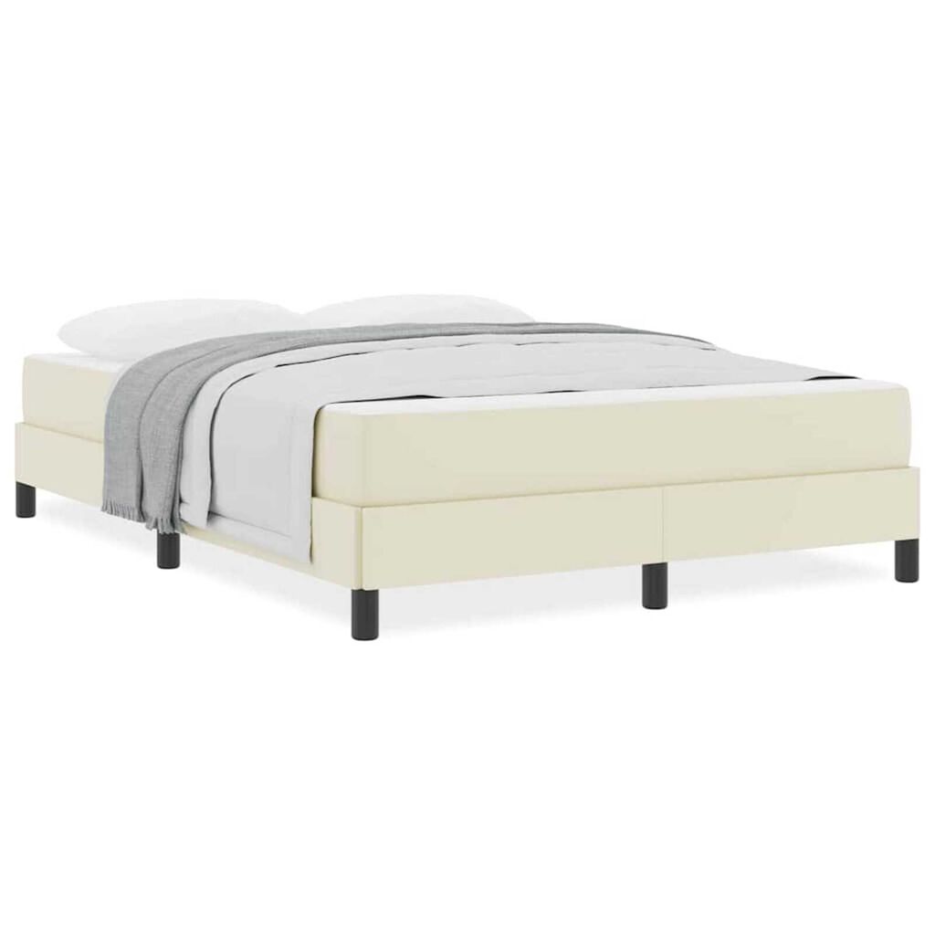 vidaXL Κρεβάτι με στρώμα Κρεμ 140 x 190 cm Τεχνητό δέρμα