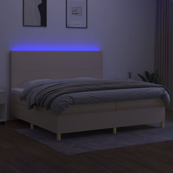 vidaXL &Kappa;&rho;&epsilon;&beta;ά&tau;&iota; Boxspring &mu;&epsilon; &Sigma;&tau;&rho;ώ&mu;&alpha; & LED &Kappa;&rho;&epsilon;&mu; 200x200 &epsilon;&kappa;. &Upsilon;&phi;&alpha;&sigma;&mu;ά&tau;&iota;&nu;&omicron;