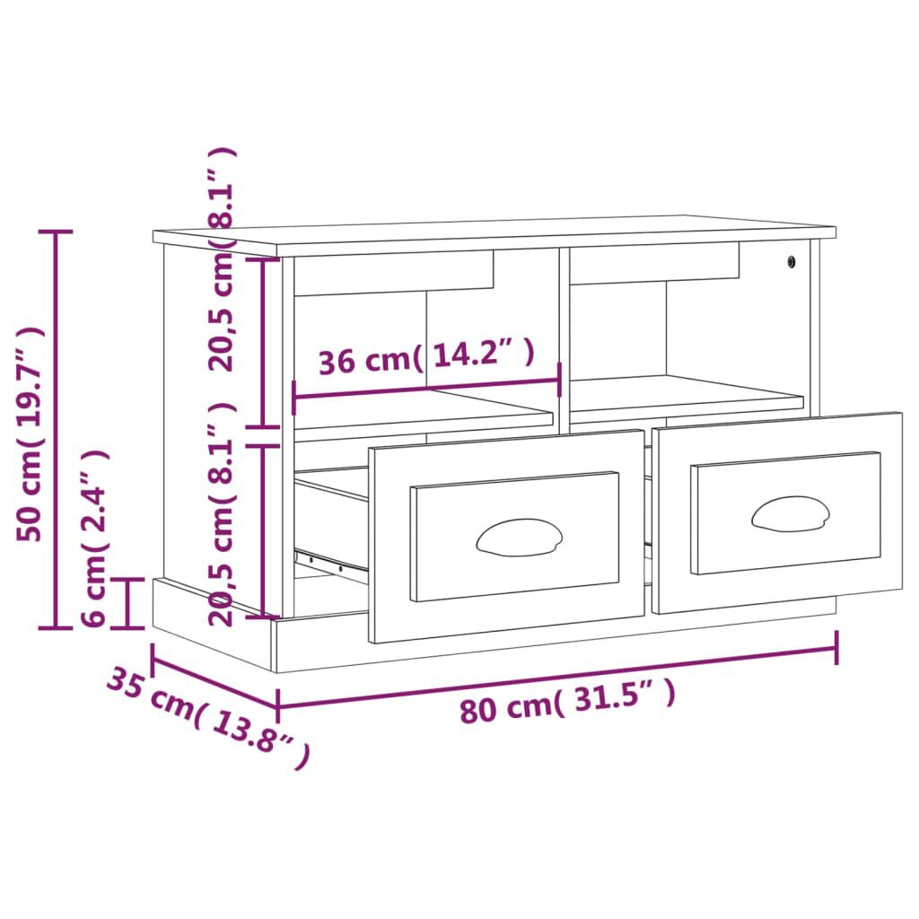 vidaXL Έπιπλο Τηλεόρασης Λευκό 80 x 35 x 50 εκ. Επεξεργασμένο Ξύλο