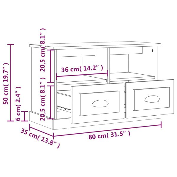 vidaXL Έπιπλο Τηλεόρασης Λευκό 80 x 35 x 50 εκ. Επεξεργασμένο Ξύλο