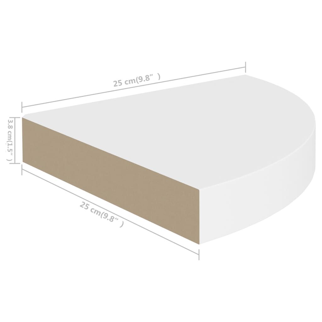 vidaXL Ράφι Τοίχου Γωνιακό Λευκό 25 x 25 x 3,8 εκ. από MDF