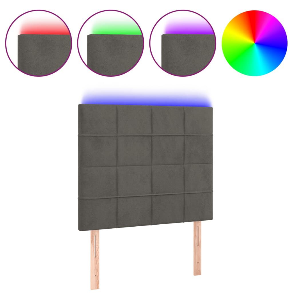 vidaXL Κεφαλάρι Κρεβατιού LED Σκούρο Γκρι 100x5x118/128 εκ. Βελούδινο