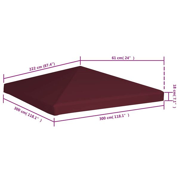 vidaXL Κάλυμμα για Κιόσκι Μπορντό 3 x 3 μ. 310 γρ./μ²