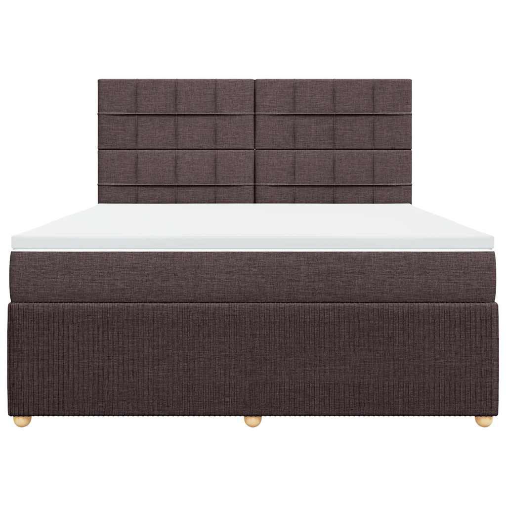vidaXL Κρεβάτι Boxspring με Στρώμα Σκούρο Καφέ 180x200 εκ Υφασμάτινο