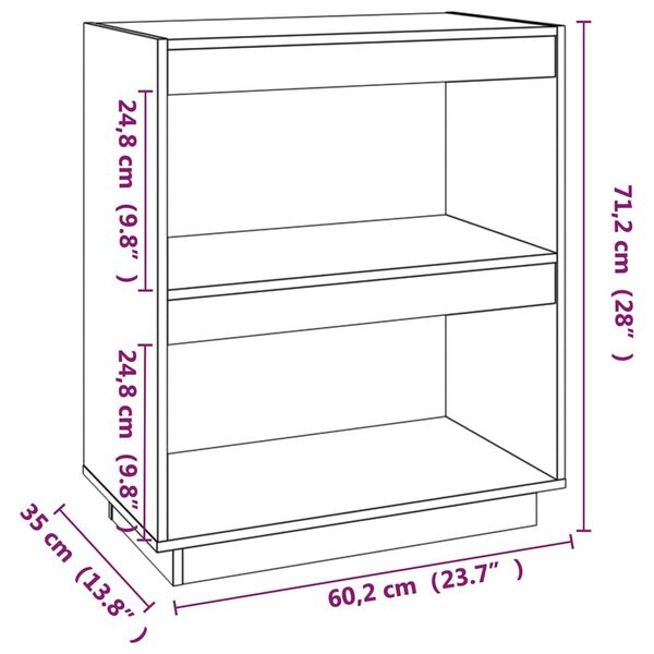 vidaXL Βιβλιοθήκη Λευκή 60 x 35 x 71 εκ. από Μασίφ Ξύλο Πεύκου