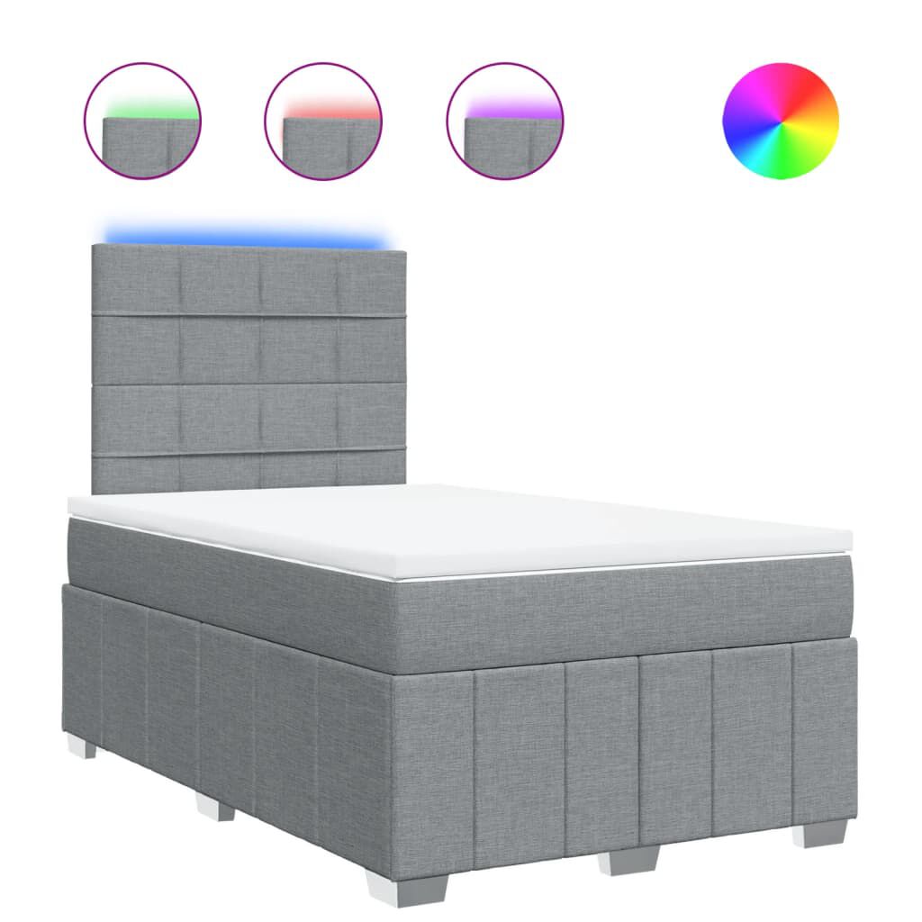 vidaXL Κρεβάτι Boxspring με Στρώμα Ανοιχτό Γκρι 120x200 εκ. Υφασμάτινο
