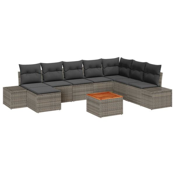 vidaXL Σετ Καναπέ Κήπου 9 pcs Γκρι