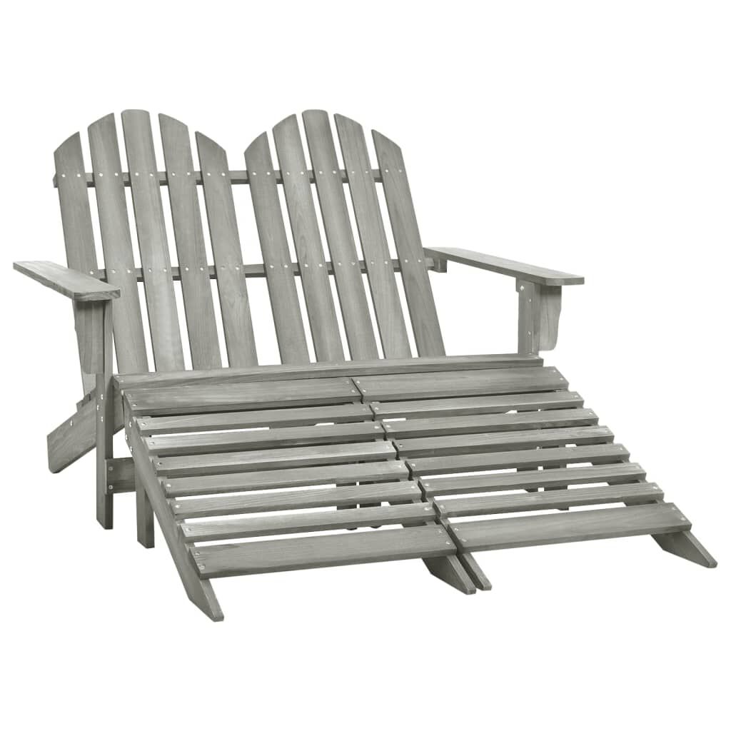 vidaXL Καρέκλα Κήπου Adirondack Διθέσια Γκρι Ξύλο Ελάτης & Υποπόδιο