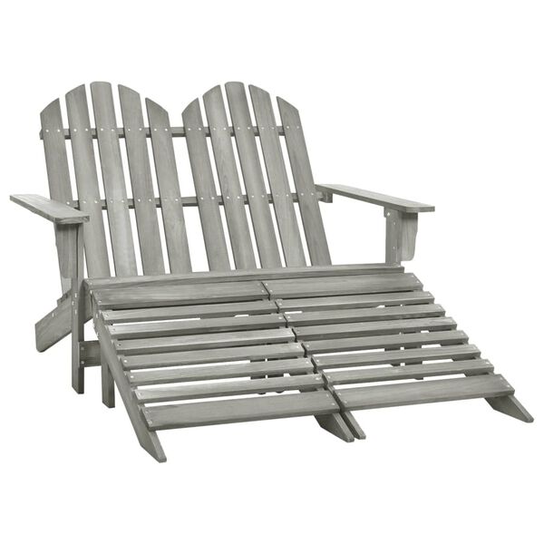 vidaXL Καρέκλα Κήπου Adirondack Διθέσια Γκρι Ξύλο Ελάτης & Υποπόδιο