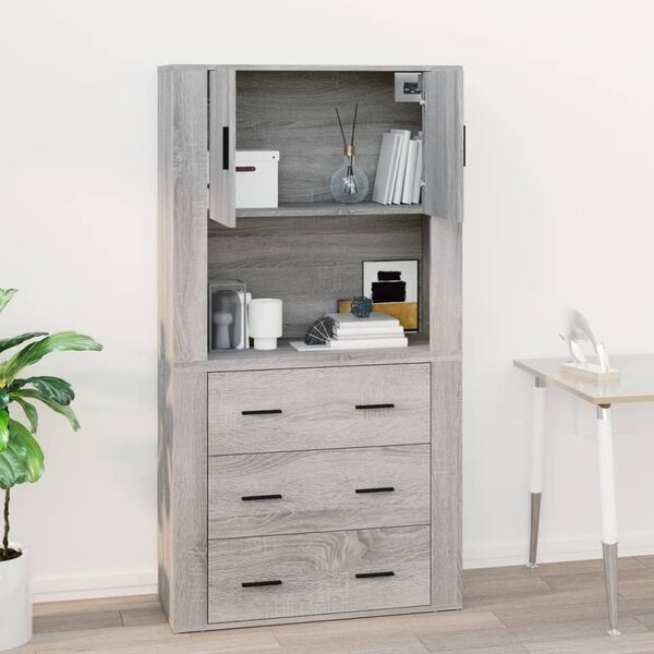 vidaXL Ντουλάπι Τοίχου Γκρι Sonoma 80x33x80 εκ. Επεξεργασμένο Ξύλο