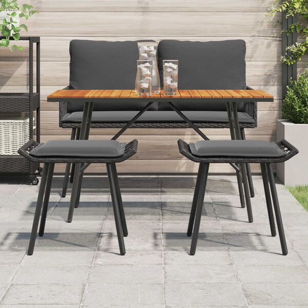 vidaXL Κήπος Σκαμπό 2 τμχ Μαύρο 50x40x45 εκ Συνθετικό Ρατάν