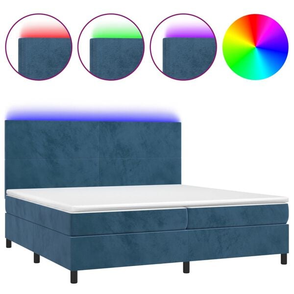 vidaXL &Kappa;&rho;&epsilon;&beta;ά&tau;&iota; Boxspring &mu;&epsilon; &Sigma;&tau;&rho;ώ&mu;&alpha; & LED &Sigma;&kappa;. &Mu;&pi;&lambda;&epsilon; 200x200&epsilon;&kappa;. &Beta;&epsilon;&lambda;&omicron;ύ&delta;&iota;&nu;&omicron;