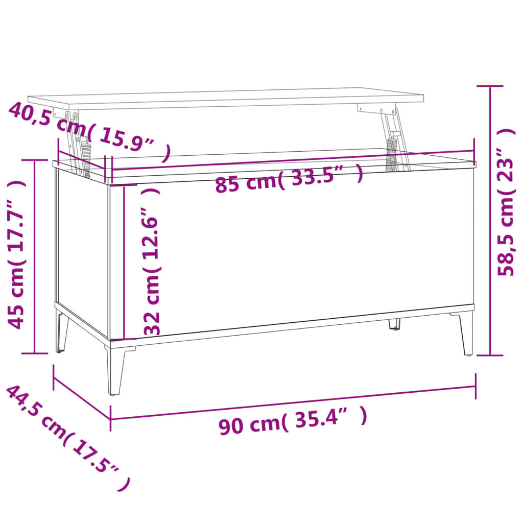 vidaXL Τραπεζάκι Σαλονιού Γκρι Sonoma 90x44,5x45 εκ.Επεξεργασμένο Ξύλο