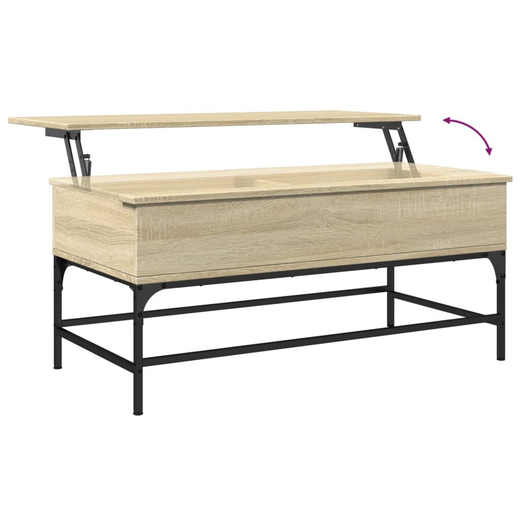 vidaXL Τραπεζάκι Σαλονιού Sonoma Δρυς 100x50x45εκ Επεξ. Ξύλο + Μέταλλο