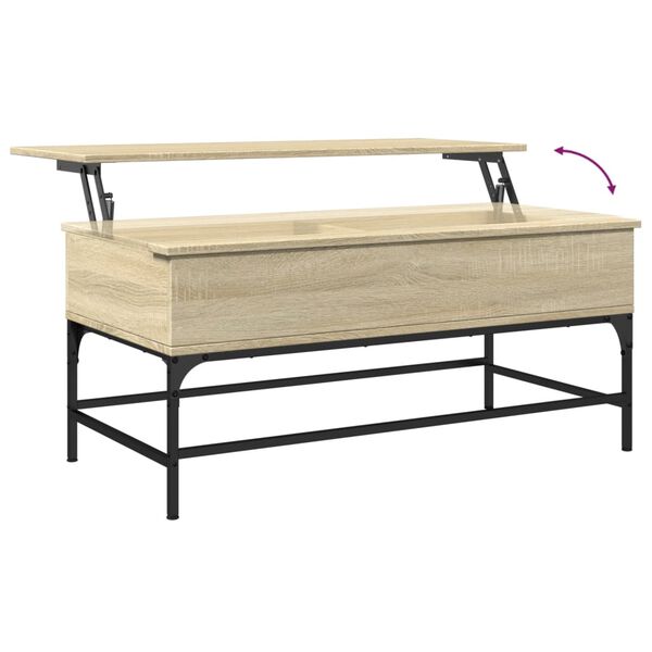 vidaXL Τραπεζάκι Σαλονιού Sonoma Δρυς 100x50x45εκ Επεξ. Ξύλο + Μέταλλο