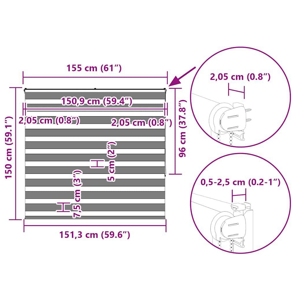 vidaXL Ζέβρα τυφλή Καφέ Πλάτος υφάσματος 150,9 εκ. Πολυεστέρας