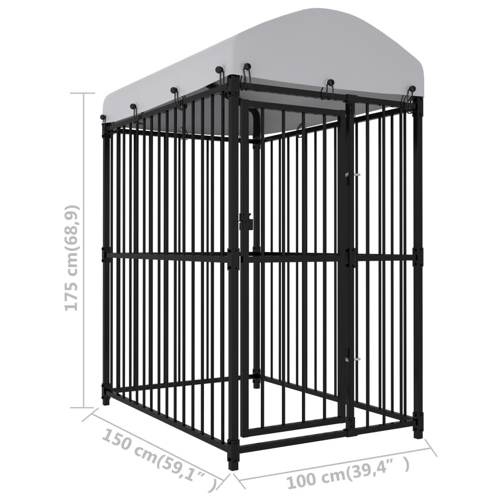 vidaXL Κλουβί Σκύλου Εξωτερικού Χώρου 150 x 100 x 175 εκ. με Στέγαστρο