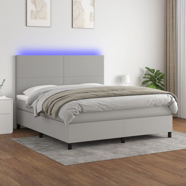 vidaXL &Kappa;&rho;&epsilon;&beta;ά&tau;&iota; Boxspring &mu;&epsilon; &Sigma;&tau;&rho;ώ&mu;&alpha; & LED &Alpha;&nu;.&Gamma;&kappa;&rho;&iota; 180x200&epsilon;&kappa;. &Upsilon;&phi;&alpha;&sigma;&mu;ά&tau;&iota;&nu;&omicron;