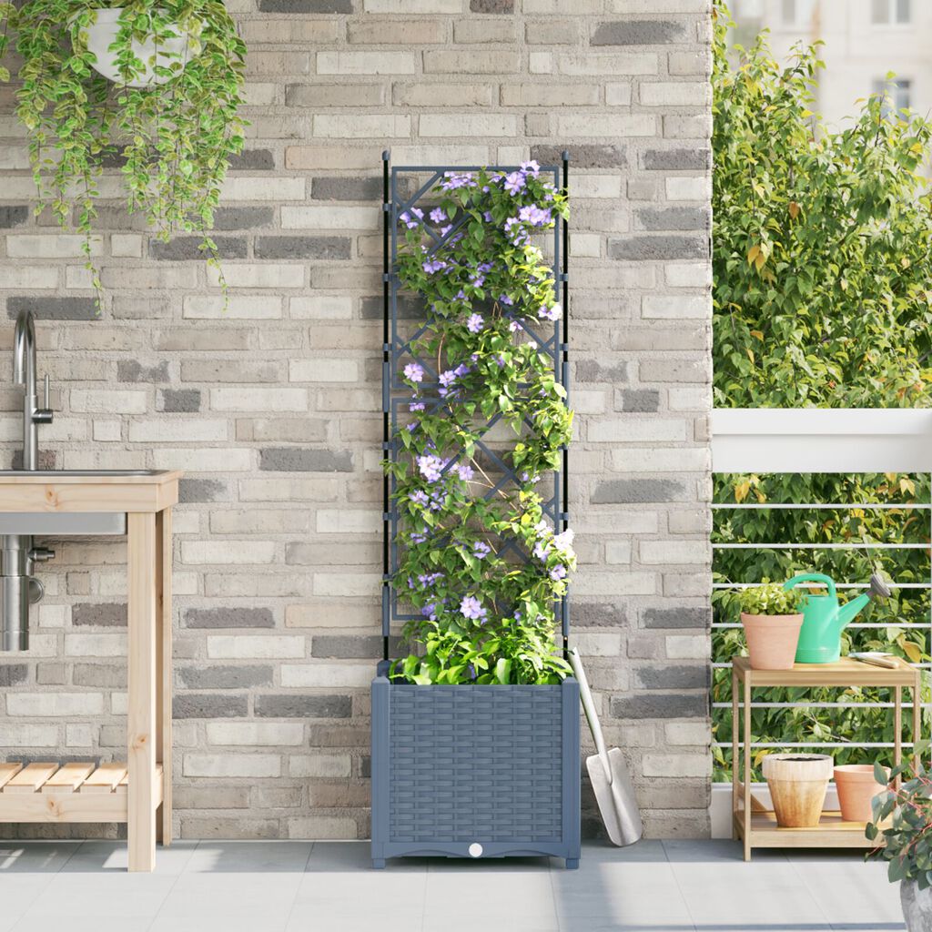 vidaXL Γλάστρα Κήπου με Πέργκολα Ανοιχτό Γκρι 40x40x143 εκ