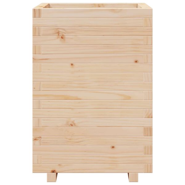 vidaXL Ζαρντινιέρα Λευκή 50x50x72,5 εκ από Μασίφ Ξύλο Πεύκου