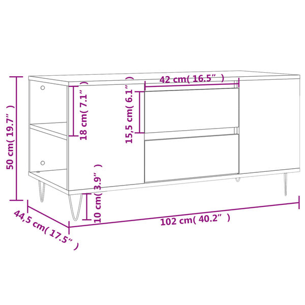 vidaXL Τραπεζάκι Σαλονιού Sonoma Δρυς 102x44,5x50 εκ. Επεξεργ. Ξύλο