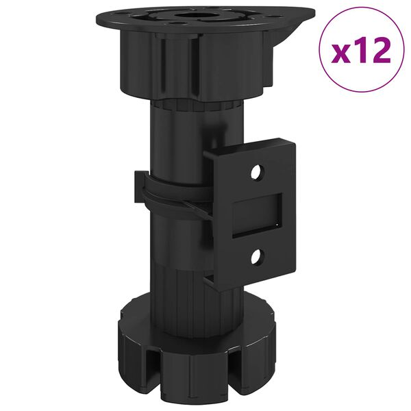 vidaXL &Pi;ό&delta;&iota;&alpha; &Epsilon;&pi;ί&pi;&lambda;&omega;&nu; &Rho;&upsilon;&theta;&mu;&iota;&zeta;ό&mu;&epsilon;&nu;&omicron;&sigmaf; 12 pcs &Mu;&alpha;ύ&rho;&omicron; 46 x 46 x 128 mm PP