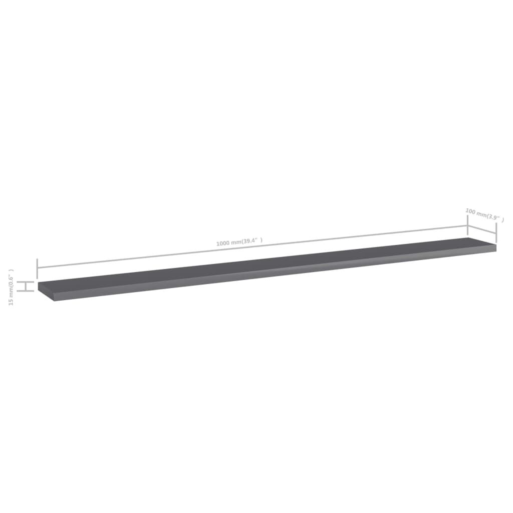 vidaXL Ράφια Βιβλιοθήκης 8 τεμ. Γυαλ. Γκρι 100x10x1,5 εκ. Μοριοσανίδα