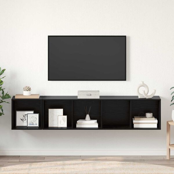 vidaXL 2 pcs Μαύρη δρυς 37 x 37 x 142.5 εκ Επεξεργασμένο ξύλο