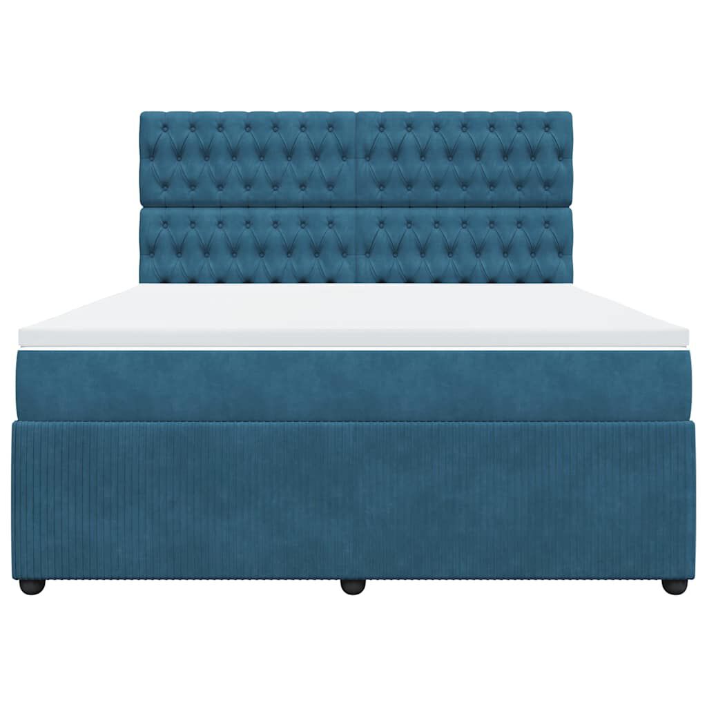 vidaXL Κρεβάτι Boxspring με Στρώμα Μπλε 180x200 εκ. Βελούδινο