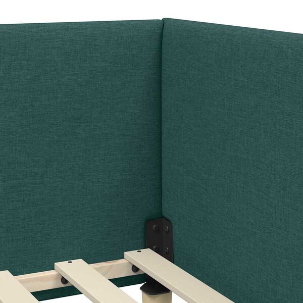 vidaXL Κρεβάτι Γωνίας Σκούρο πράσινο 90 x 200 cm Ύφασμα και Έργο ξύλου