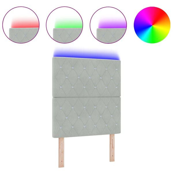vidaXL LED Κεφαλάρι Ανοιχτό Γκρι 80 cm Βελούδο