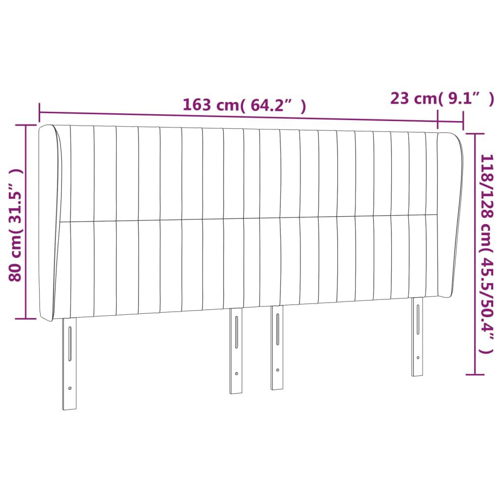 vidaXL Κεφαλάρι με Πτερύγια Ροζ 163x23x118/128 εκ. Βελούδινο