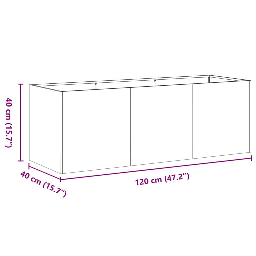 vidaXL Ζαρντινιέρα 120x40x40 εκ. από Γαλβανισμένο Ατσάλι