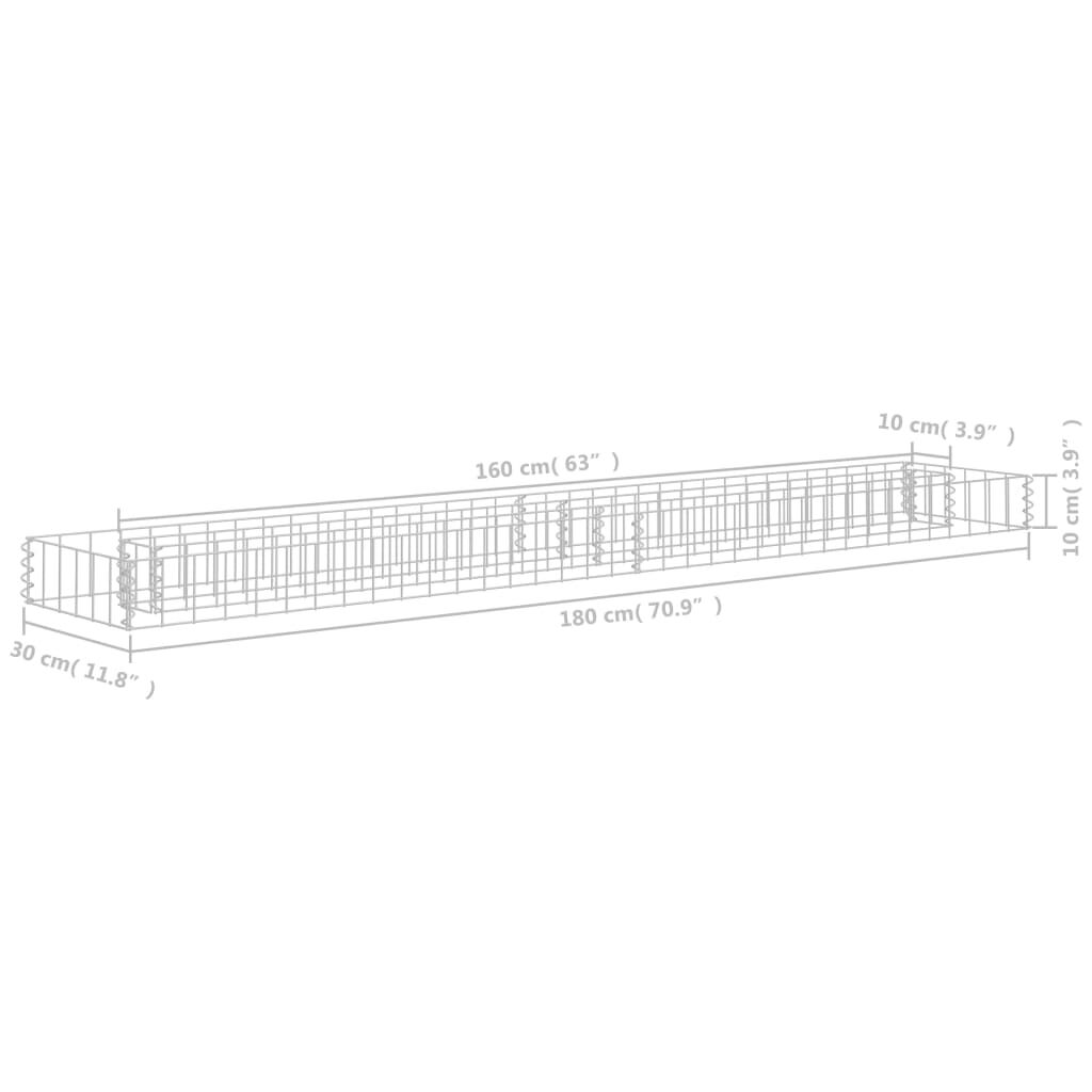 vidaXL Συρματοκιβώτιο-Γλάστρα Υπερυψωμένη 180x30x10 εκ. Γαλβ. Χάλυβας