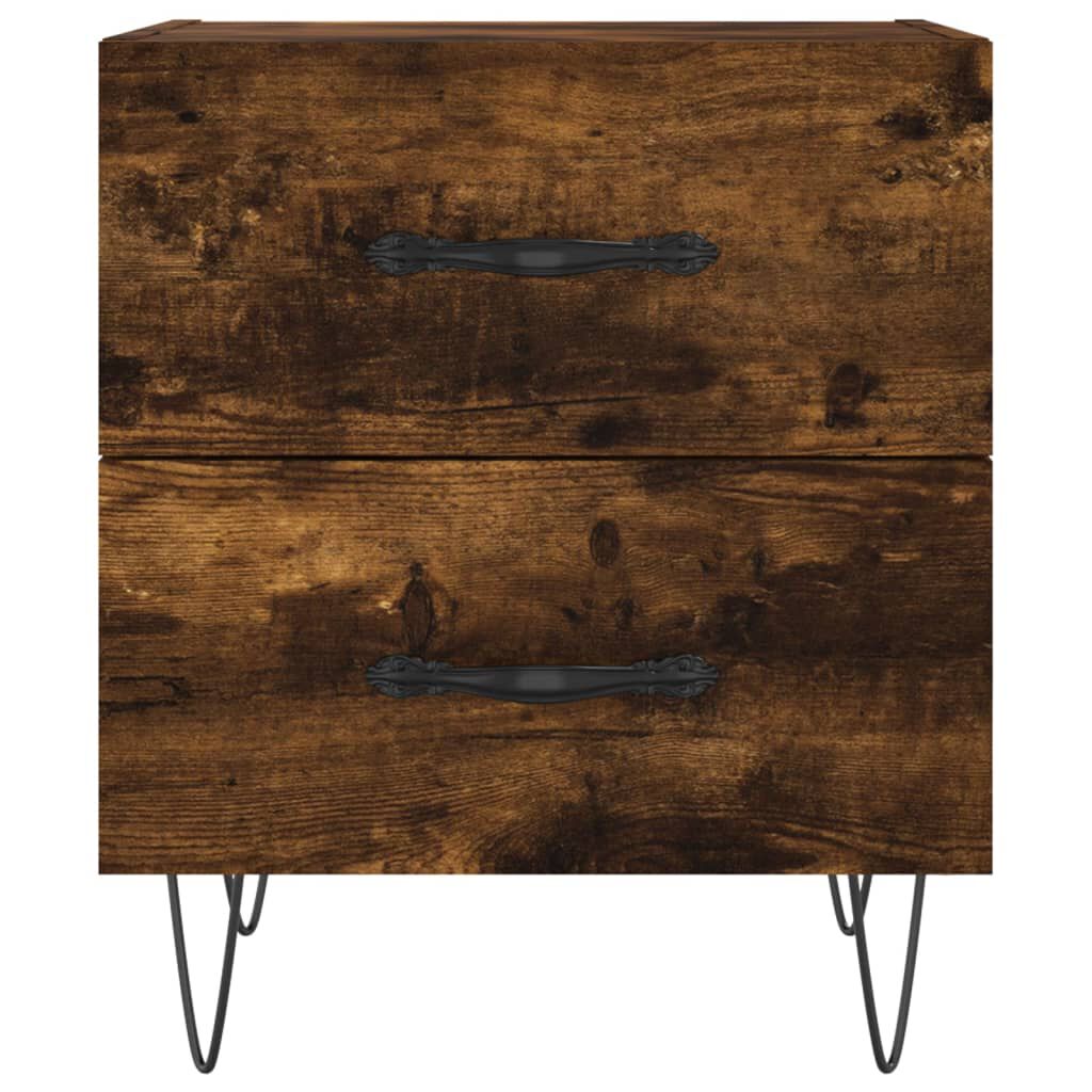 vidaXL Κομοδίνα 2 τεμ. Καπνιστή Δρυς 40 x 35 x 47,5 εκ. Επεξεργ. Ξύλο