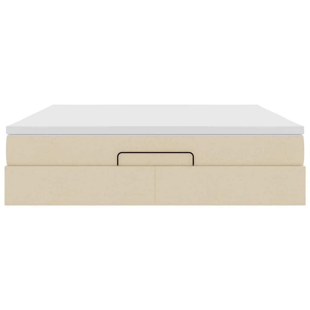 vidaXL Οθωμανικό κρεβάτι με στρώμα Cream 180x200cm ύφασμα
