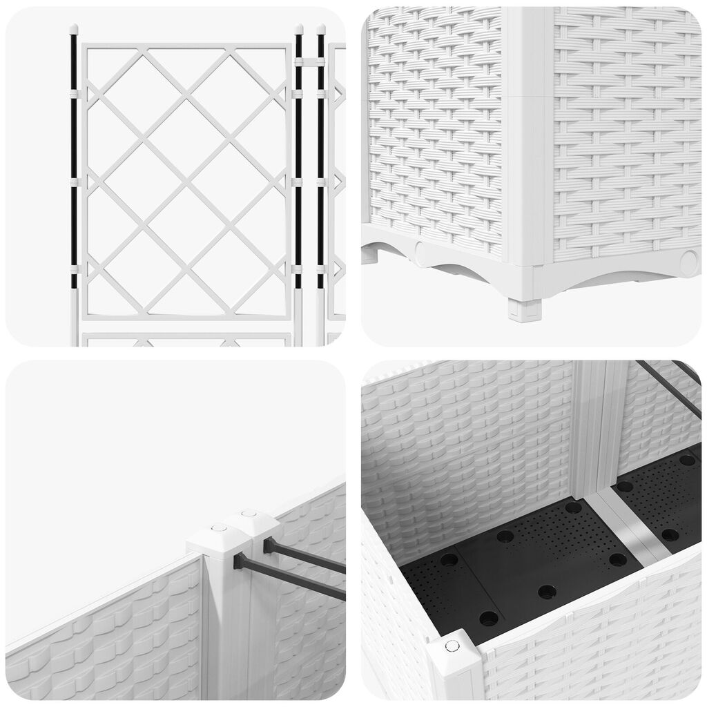vidaXL Γλάστρα με πλέγμα 2 τμχ Λευκό 80x40x143 εκ