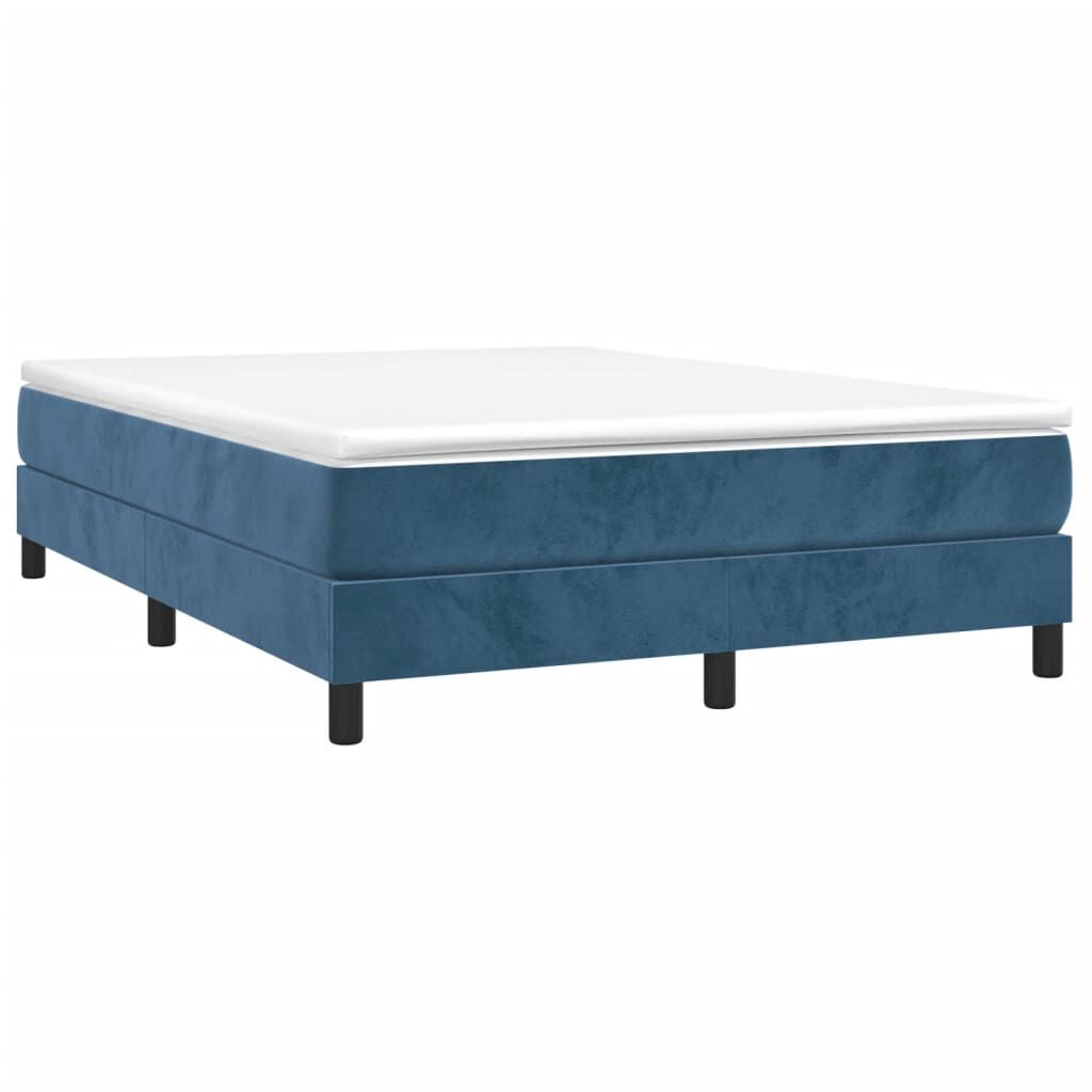 vidaXL Κρεβάτι Boxspring με Στρώμα Σκούρο Μπλε 140x200 εκ. Βελούδινο