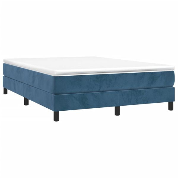 vidaXL Κρεβάτι Boxspring με Στρώμα Σκούρο Μπλε 140x200 εκ. Βελούδινο