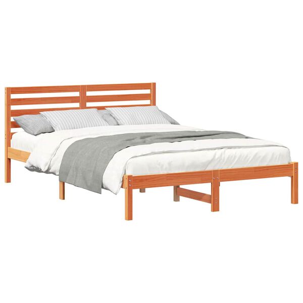 vidaXL Σκελετός Κρεβατιού Καφέ κεριού 140 x 210 cm Μασίφ ξύλο πεύκου