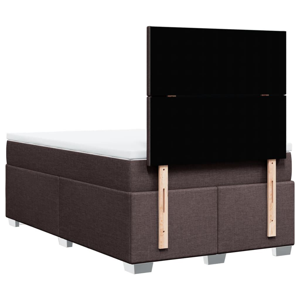 vidaXL Κρεβάτι Boxspring με Στρώμα Σκούρο Καφέ 120x200 εκ. Υφασμάτινο