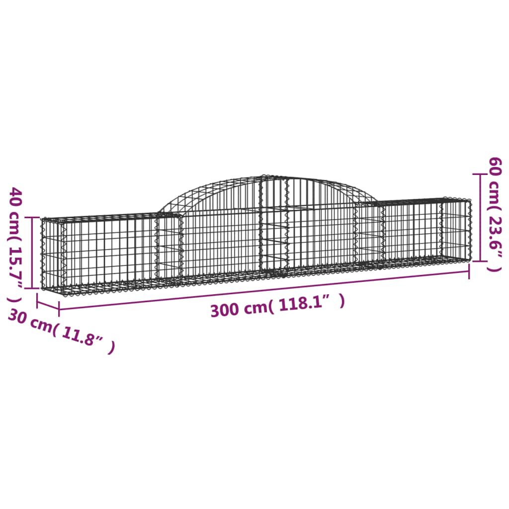 vidaXL Συρματοκιβώτια Τοξωτά 5 τεμ. 300x30x40/60 εκ. Γαλβαν. Ατσάλι