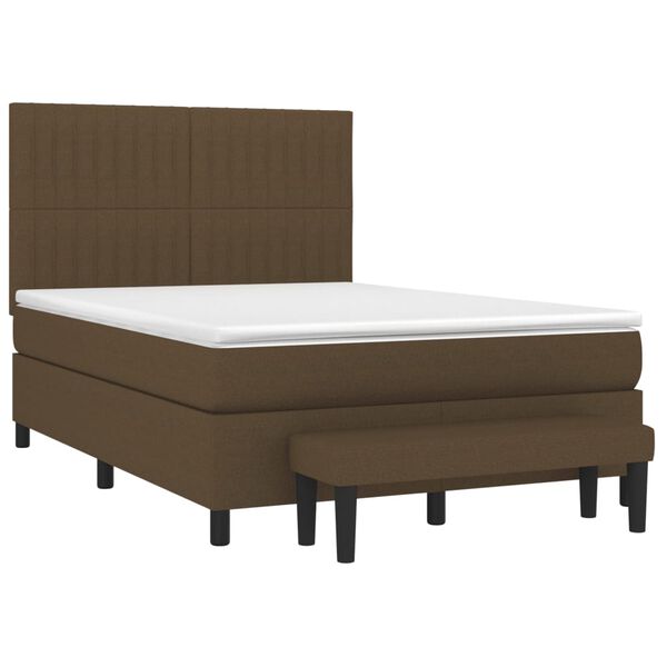 vidaXL Κρεβάτι Boxspring με Στρώμα Σκούρο Καφέ 140x200 εκ Υφασμάτινο