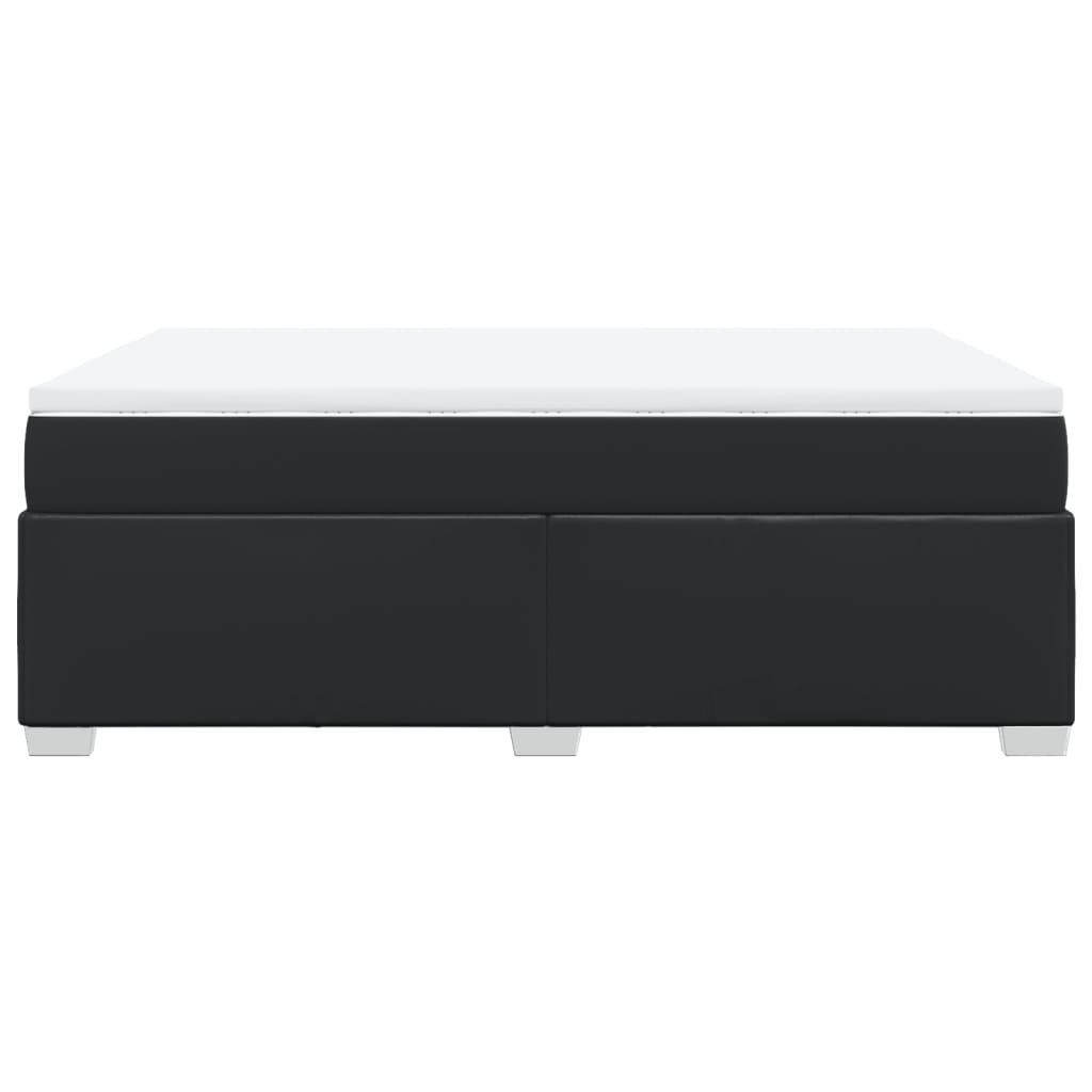 vidaXL Κρεβάτι Boxspring με Στρώμα Μαύρο 160x200εκ.από Συνθετικό Δέρμα