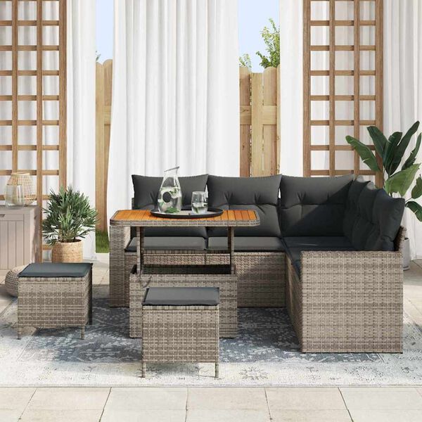 vidaXL Σετ Καναπέ Κήπου 8 pcs Γκρι συνθετικό ρατάν