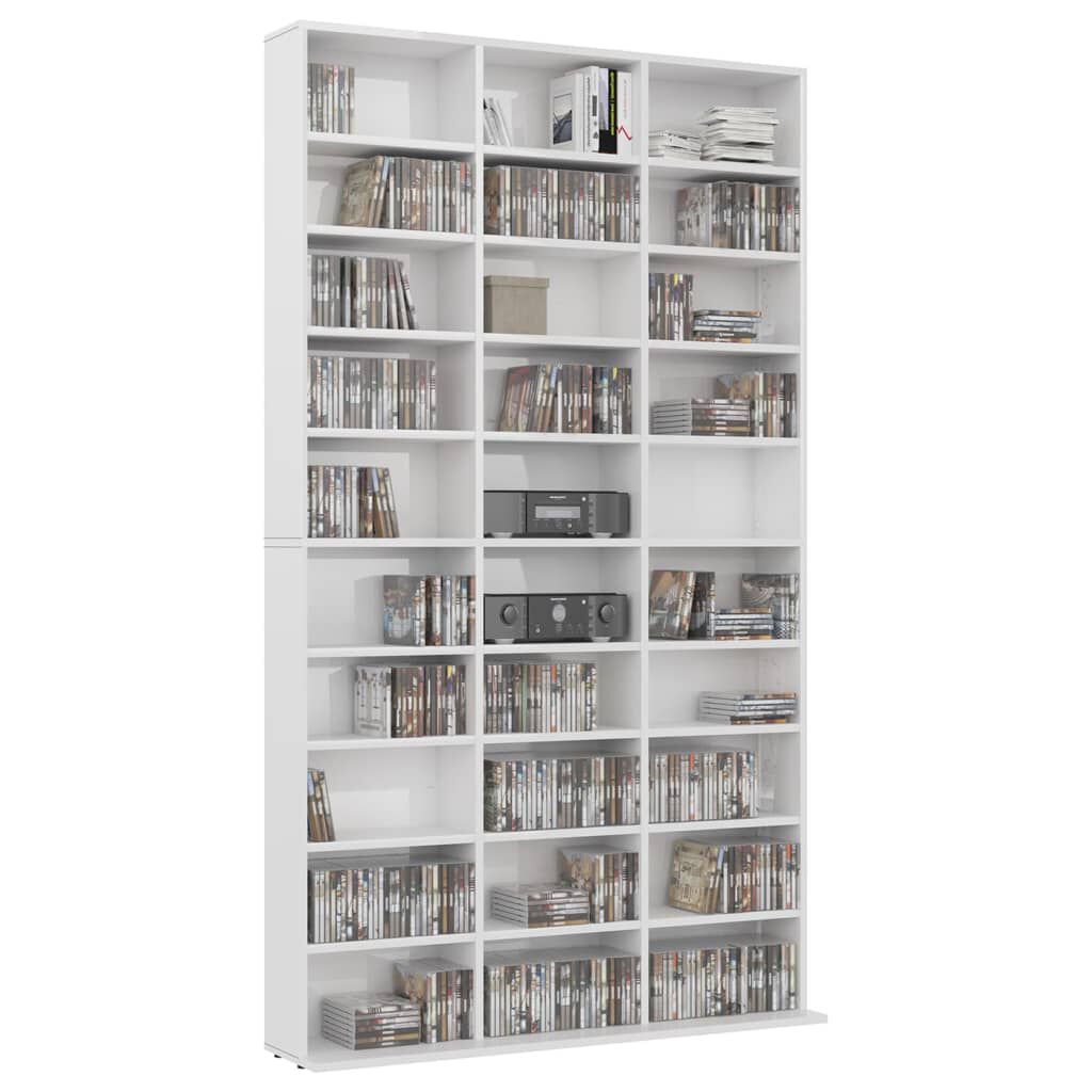 vidaXL Έπιπλο για CD Γυαλ. Λευκό 102x16x177,5εκ από Επεξεργασμένο Ξύλο