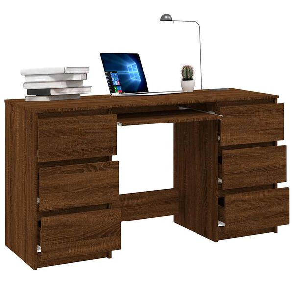 vidaXL Γραφείο Καφέ Δρυς 140 x 50 x 77 εκ. από Επεξεργασμένο Ξύλο